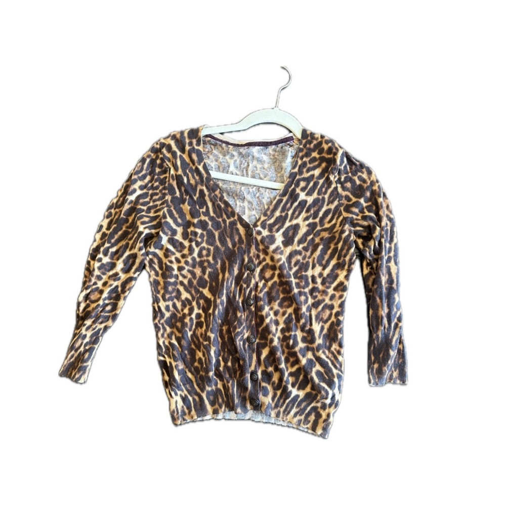 Leopard/cheetah print V-neck cardigan